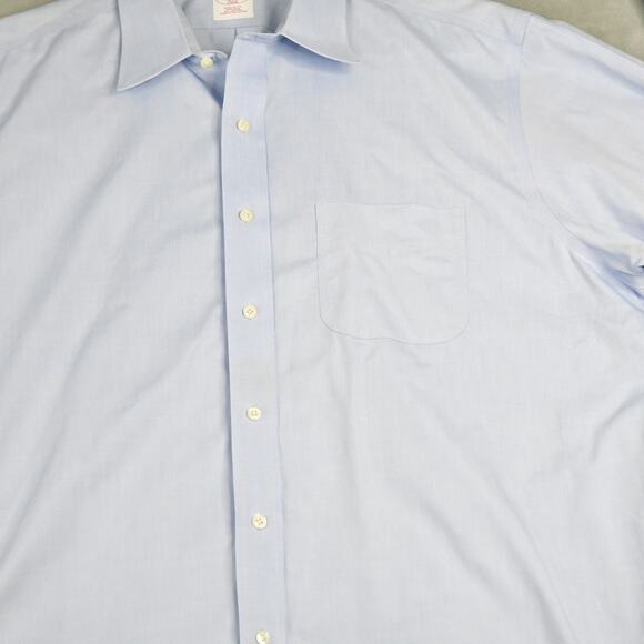 Brooks Brothers Dress Shirt Mens 17 4/5 Blue 346 Button Down  Non-Iron - Picture 4 of 8